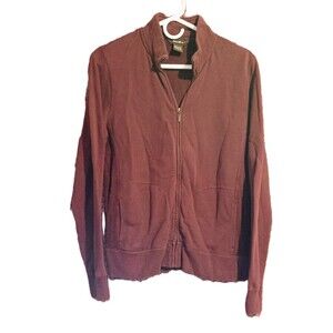 Eddie Bauer women's M full-zip fleece or sweatshirt jacket burgundy/maroon